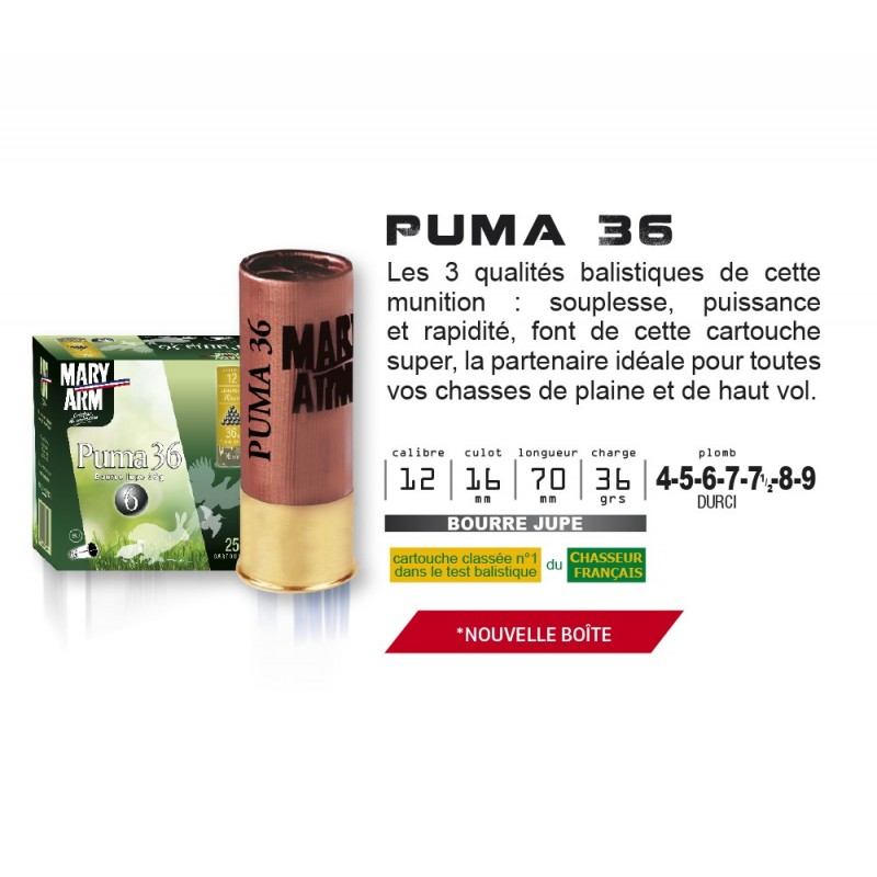 Cartouches MARY ARM PUMA 36 12/70/36 Bourre à Jupe 