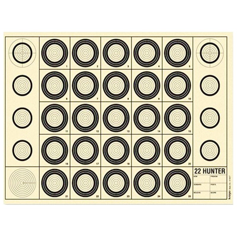 CIBLE BENCHREST 22 HUNTER 42 X 29,7 CM