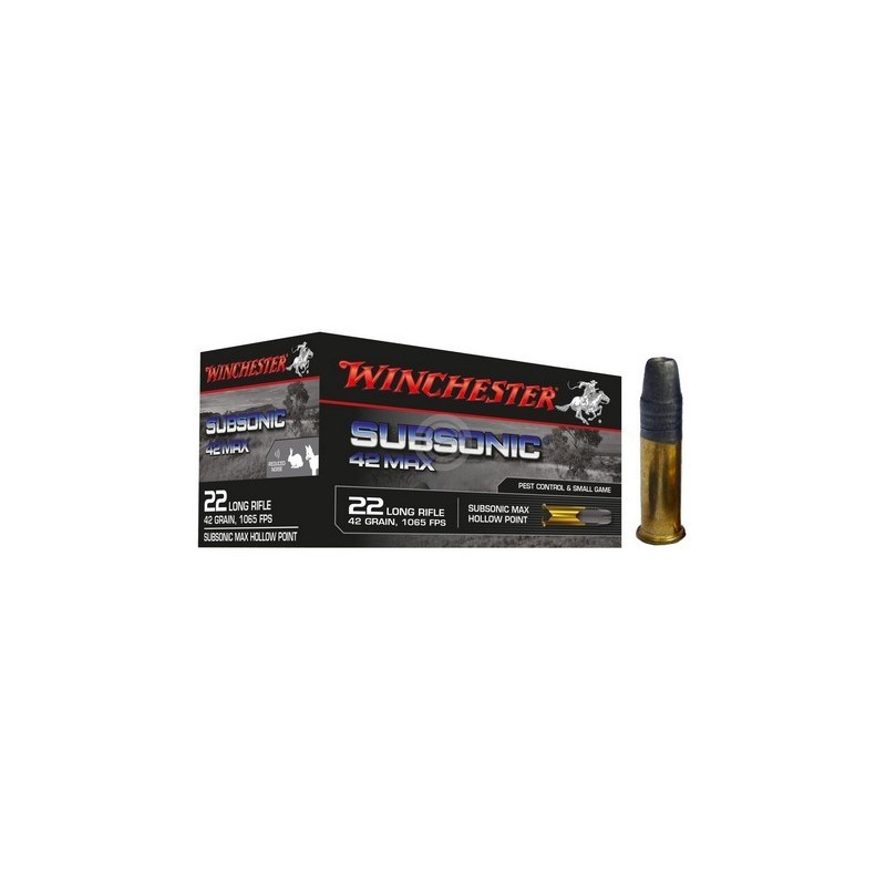 Munitions WINCHESTER Subsonic 42 Max Pointe creuse 22 LR 42Gr