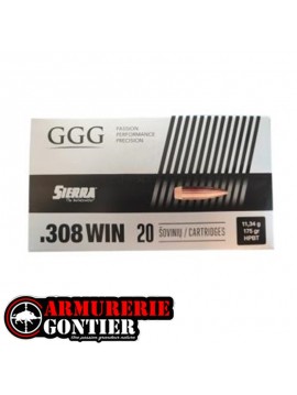 Munition GGG 308 175 Gr Sierra HPBT Match King par 20