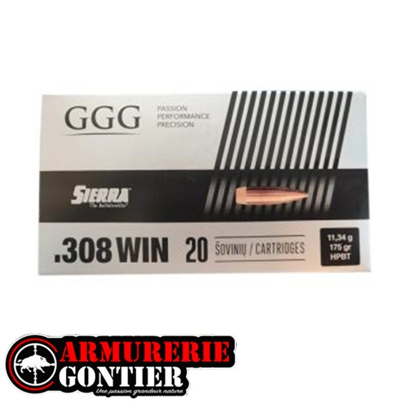 Munition GGG 308 175 Gr Sierra HPBT Match King par 20 www.armureriegontier.fr
