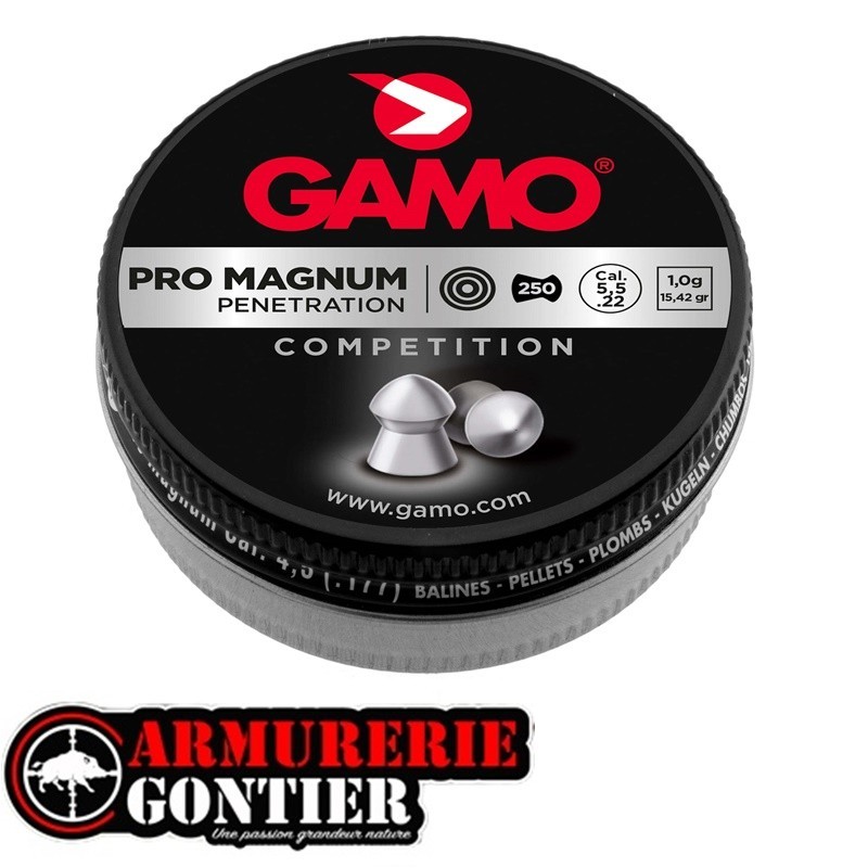 Plombs GAMO Pro Magnum tête pointue cal. 5,5 mm 1.0g www.armureriegontier.fr