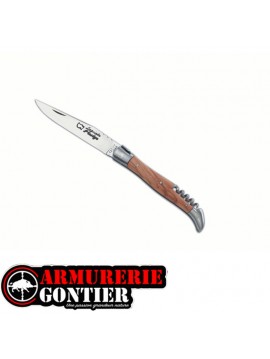 Couteau AU SABOT LAGUIOLE Ressort Forgé avec Tire-bouchon manche olivier
