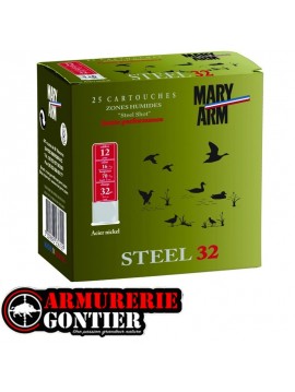Cartouches MARY ARM SUPER STEEL 32 Calibre 12/70 32grs  N° 5+6 Bourre jupe