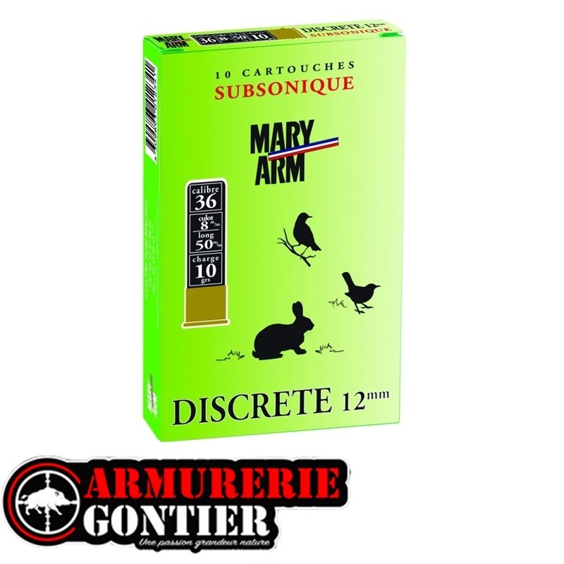 Cartouches MARY ARM 12MM Subsonique  Calibre 36/50 10grs N°6 bourre réversible
