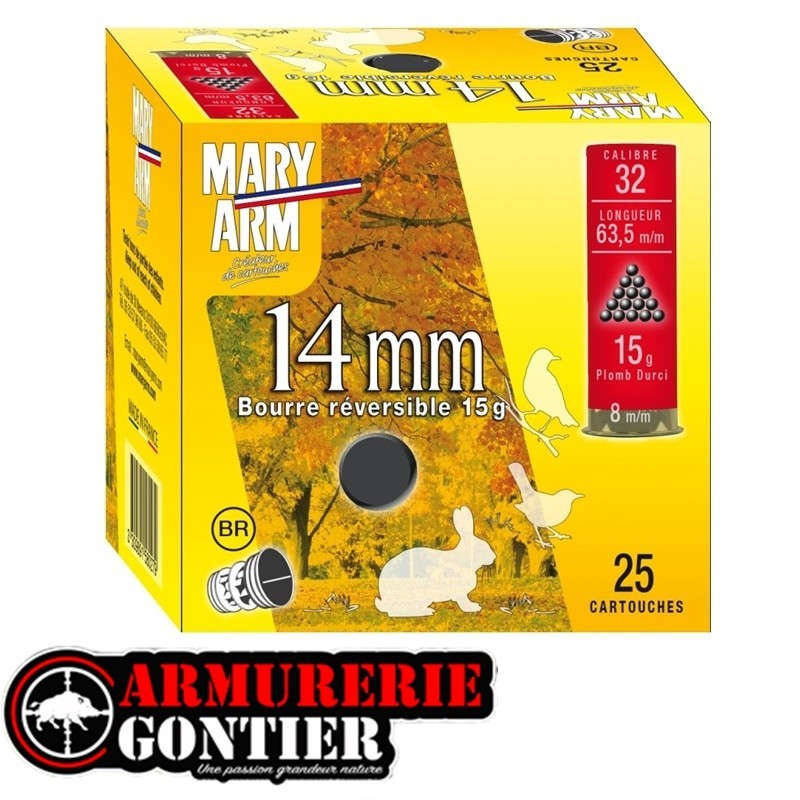 Cartouches MARY ARM 14MM Calibre 32/63 15grs N°7 bourre réversible