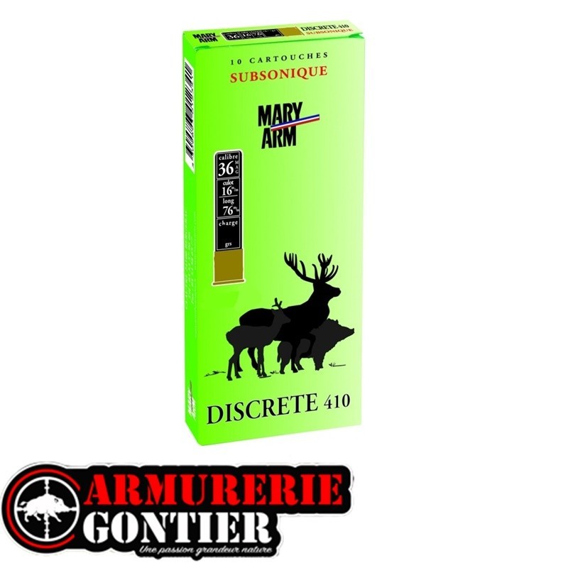 Cartouches MARY ARM 410 magnum Subsonique Calibre 36/76 20grs N°7.5 bourre réversible