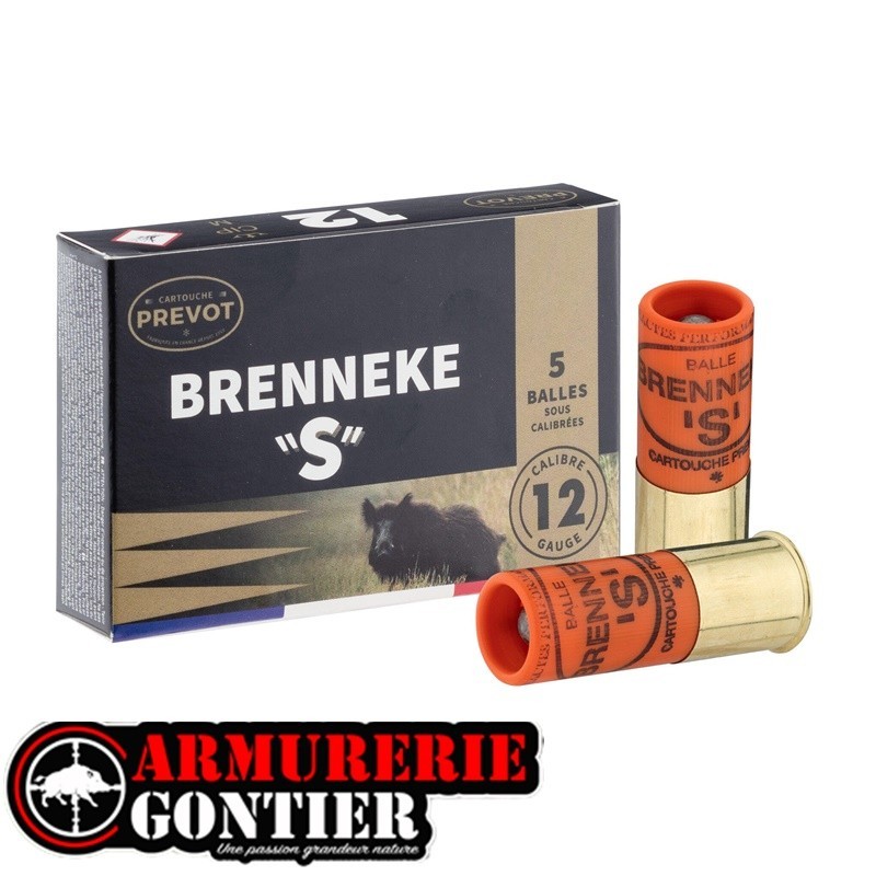 Balles  PREVOT BRENNEKE 'S' sous-calibrées 24g Cal.12/70 Boites de 5