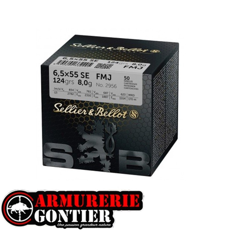 Munitions SELLIER&BELLOT 6.5X55 SE124GR FMJ  VRAC X50