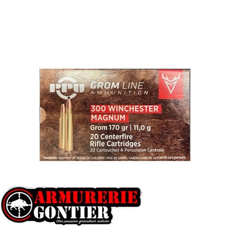 Munitions PPU PARTIZAN 300 winmag 170grains 11.0g GROM www.armureriegontier.fr