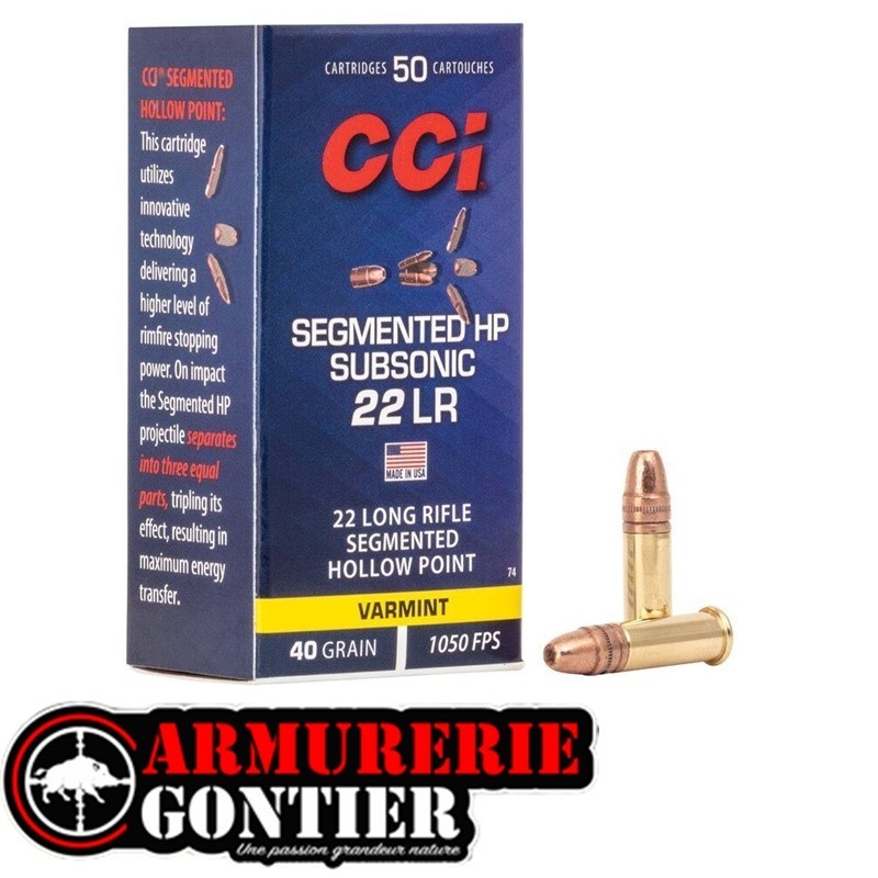 Munitions  CCI C22LR VARMINT  SEGMENTED HP 40GR SUB-SONIC x50