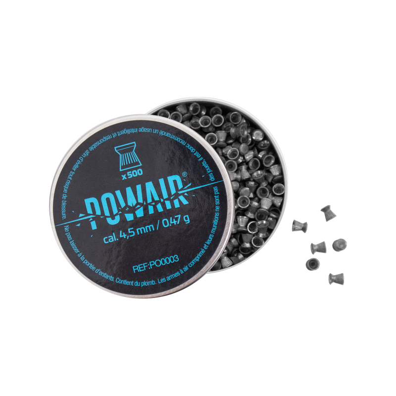 plombs POWAIR à tête plate cal. 4,5 mm 0.47g  X500