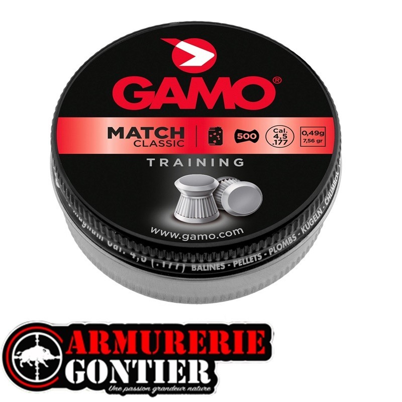 Plombs GAMO MATCH CLASSIC 4.5MM 0.49G X500 www.armureriegontier.fr
