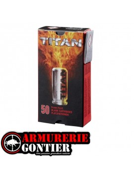 Boîte de 50 cartouches PERFECTA cal. 9 mm PAK à blanc TITAN