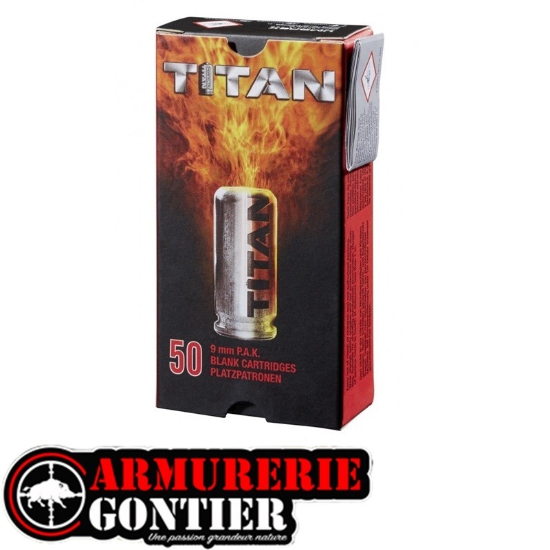 Boîte de 50 cartouches PERFECTA cal. 9 mm PAK à blanc TITAN