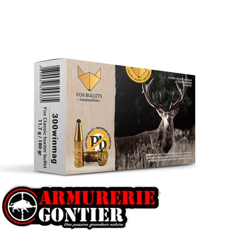 Munitions FOX BULLETS CLASSIC HUNTER 300WINMAG  180GR/11.7G