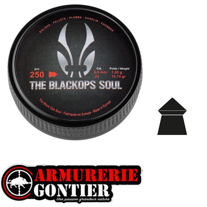 Plombs The Black Ops Soul à tête pointue cal. 5,5 1.02g 15.74gr  X250