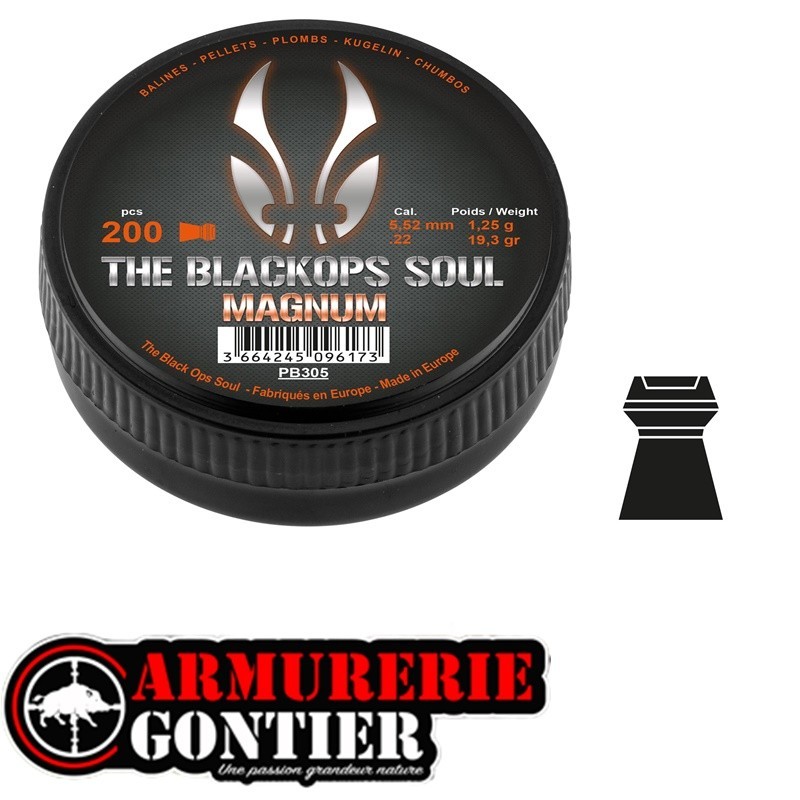 Plombs The Black Ops Soul MAGNUM Cal. 5,5 mm 1.25g 19.30gr  X200