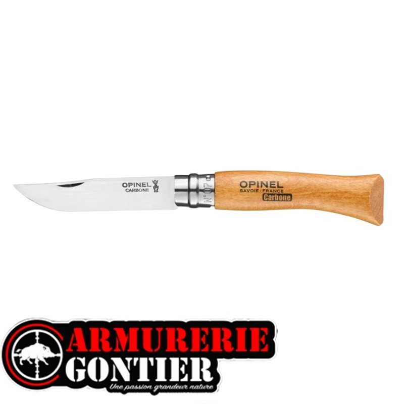 Couteau OPINEL N°7 lame CARBONE manche HÊTRE