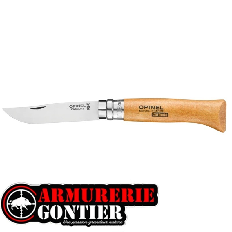 Couteau OPINEL N°8 lame CARBONE manche HÊTRE