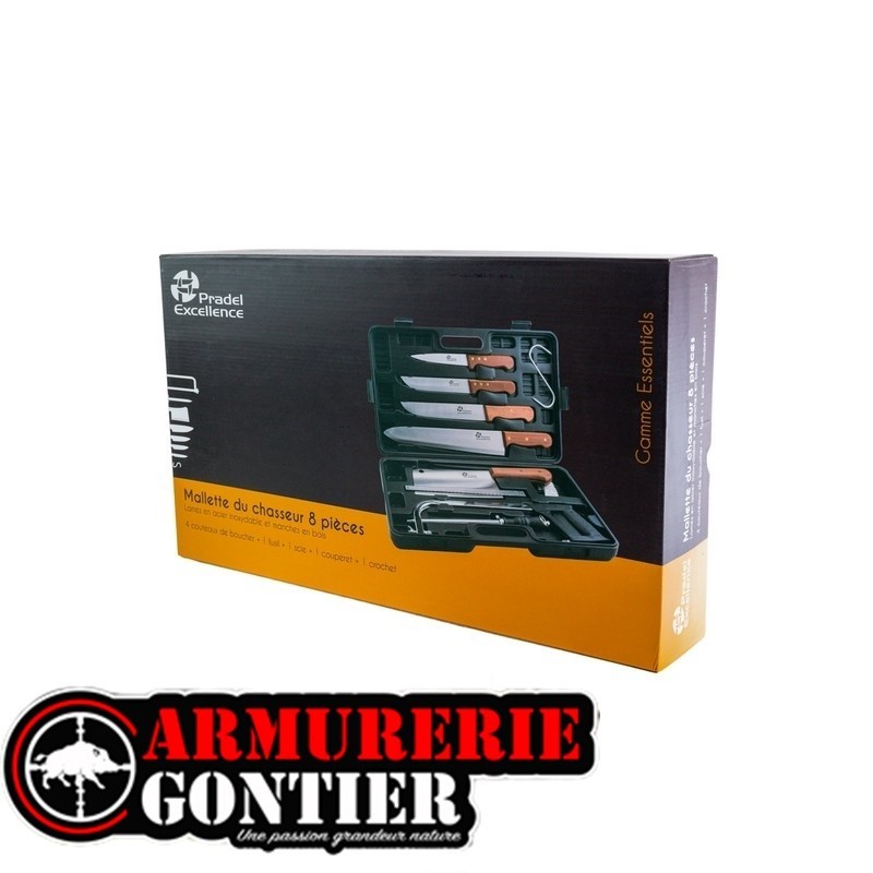 PRADEL MALLETTE COUTELLERIE DU CHASSEUR 8 PIECES