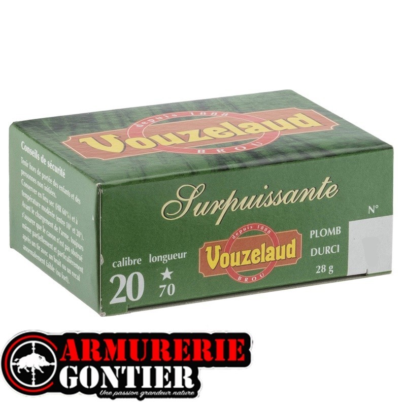 Cartouches VOUZELAUD 20/70/16 28g N°6 SURPUISSANTE bourre jupe