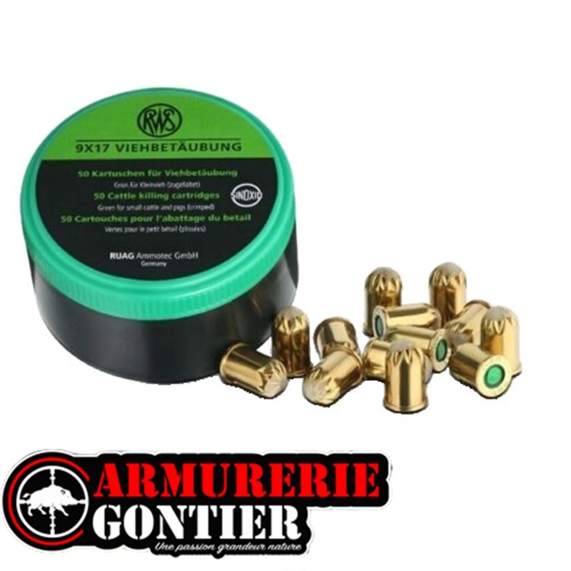 Cartouches RWS 9×17 mm Abattage Vert – Abattage des animaux d’élevage