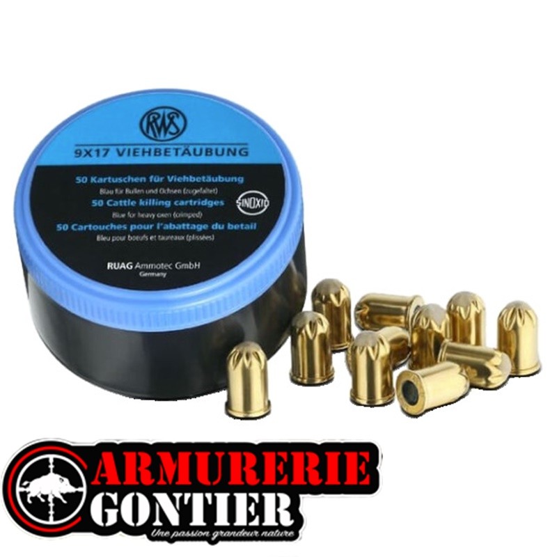 Cartouches RWS 9×17 mm Abattage bleu – Abattage des animaux d’élevage