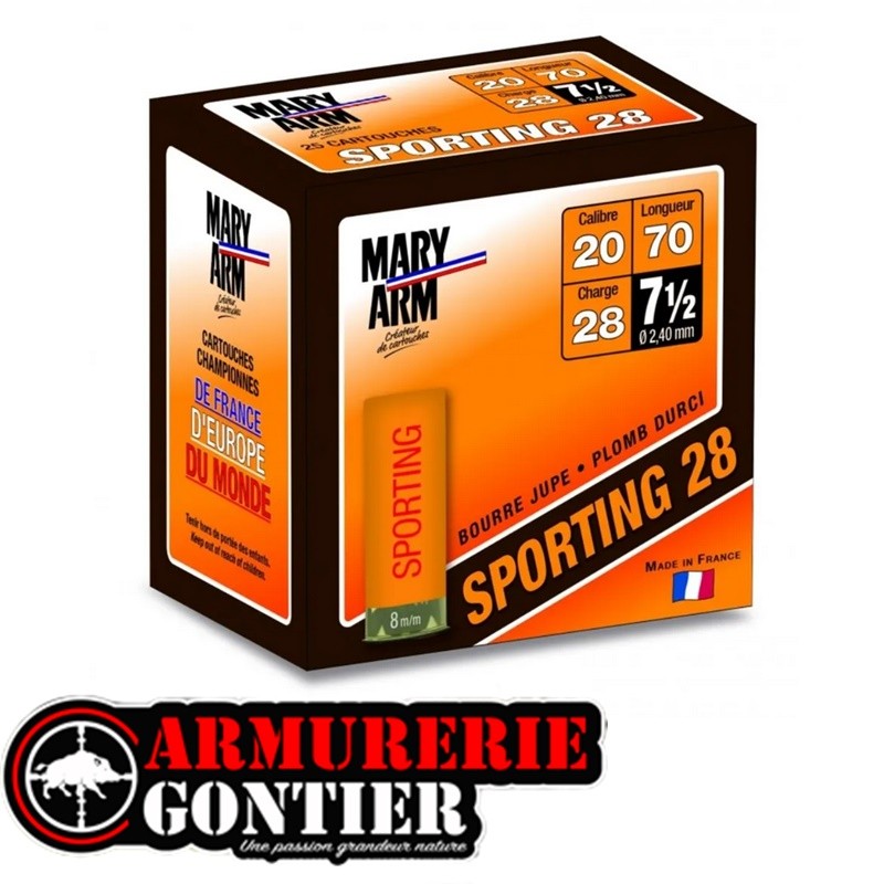 Cartouches MARY ARM SPORTING 20/70 N°7.5 28GR BJ