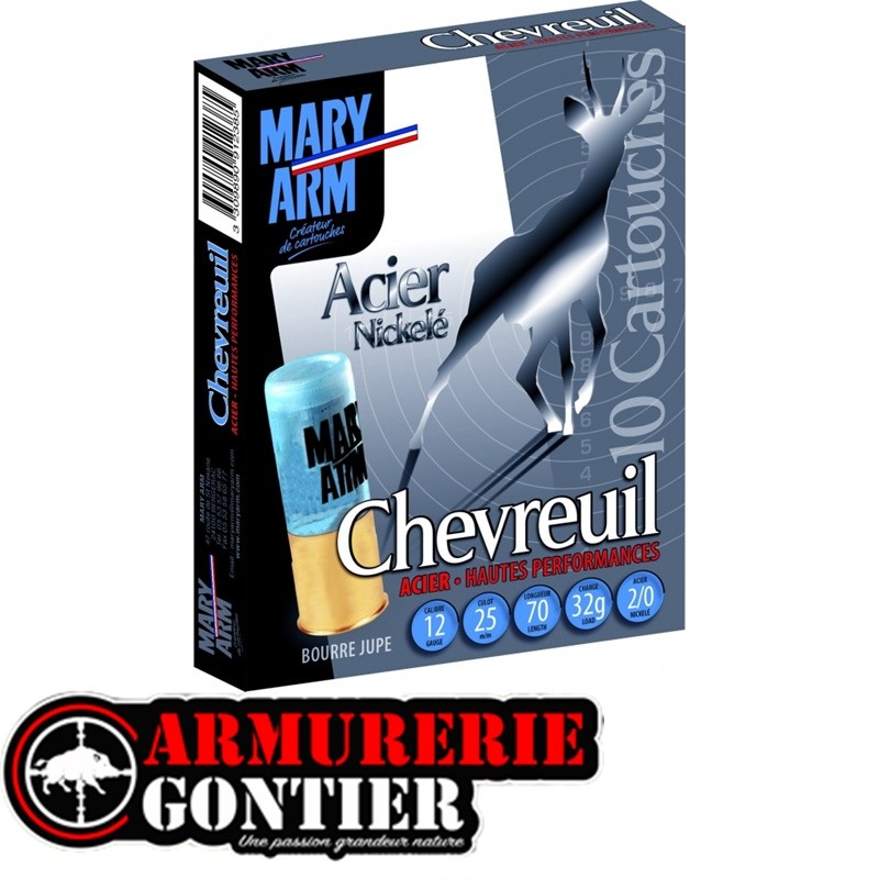 cartouches Maryarm Chevreuil Avier 12/70 – 32g acier nickelé