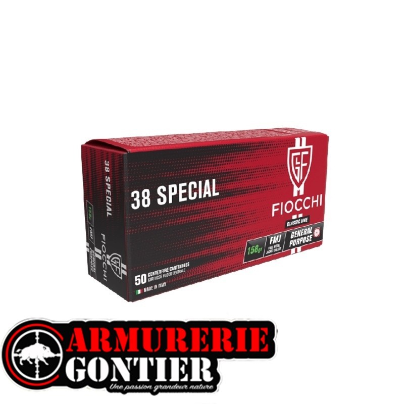 Munitions Fiocchi .38 special FMJ 158 Grains – Boîte de 50