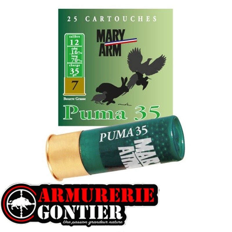 Cartouches MARY ARM puma 35 Calibre 12/70 35grs bourre grasse