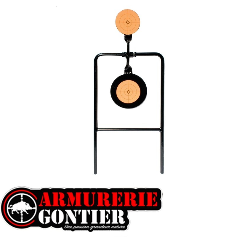 Portant 2 cibles acier – Gongs 7,5 cm et 11 cm