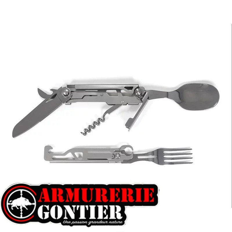 Set de couverts pliable 5-en-1 "Bivouac" avec étui