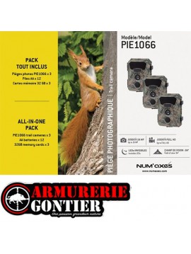 NUM'AXES - Pack  3 Pièges photographique PIE1066 + 4 piles AA LR6 + carte mémoire 32 Gb