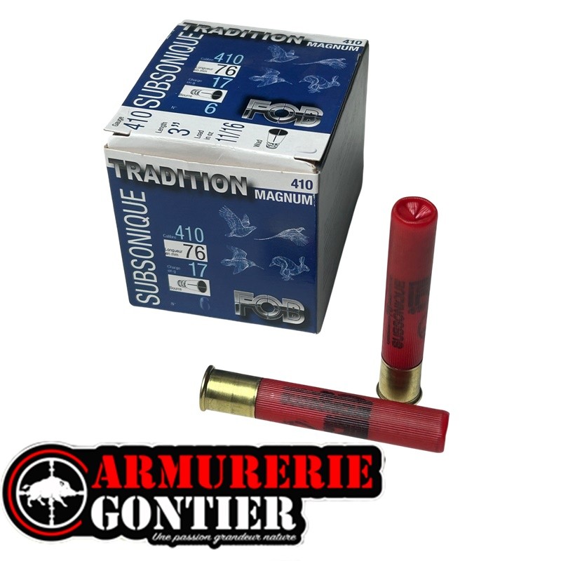 Cartouches FOB Tradition subsonique .410 Mag 17g
