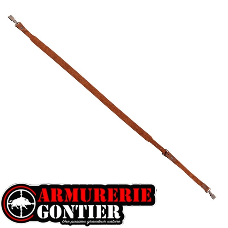 Bretelle pour fusil  en croûte de cuir avec mousquetons