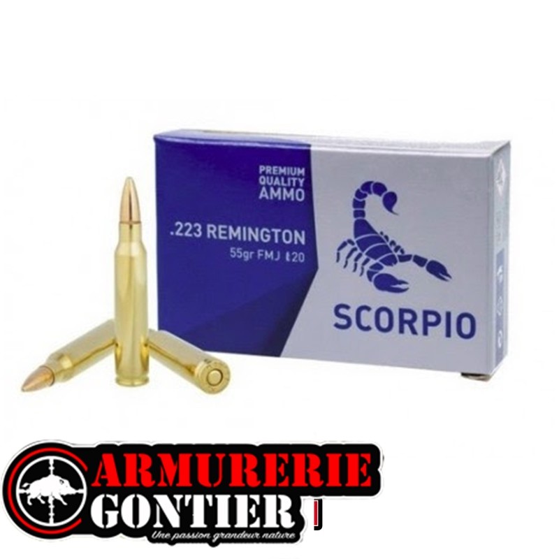 Cartouches STV Scorpio .223 Rem FMJBT 55 gr – Boîte de 20