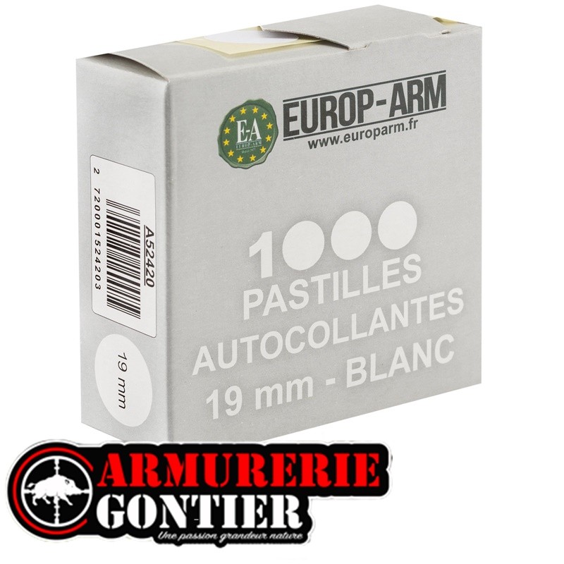 Boîte de 1000 Pastilles Autocollantes Blanches Ø19 mm