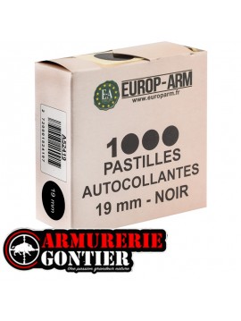 Boîte de 1000 Pastilles Autocollantes Noires Ø19 mm
