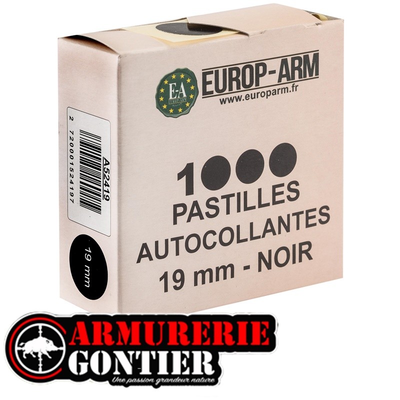 Boîte de 1000 Pastilles Autocollantes Noires Ø19 mm
