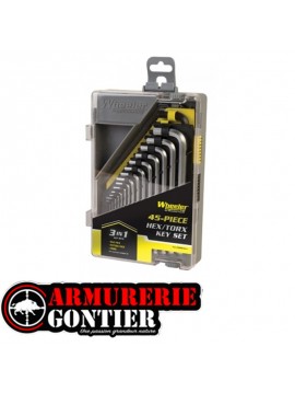 Jeu de Clés Allen SAE/Métrique et Torx Wheeler 45 pièces