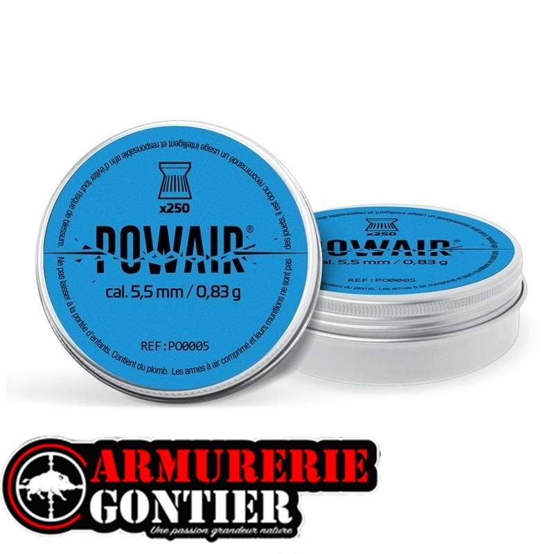 plombs POWAIR à tête plate cal. 5,5 mm 0.83g  X500
